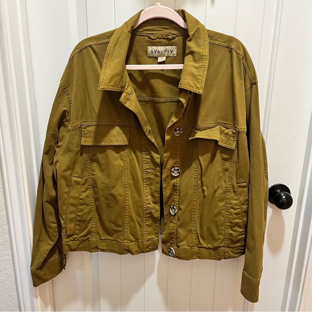 Ava & Viv Plus Size Olive Green Jacket - 1X